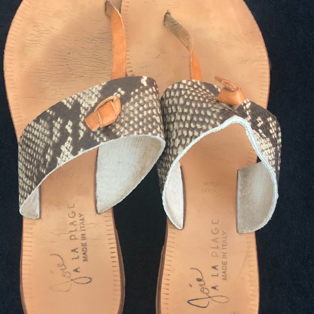Joie A La Plage Snakeskin Slip on Thong Leather Sandals